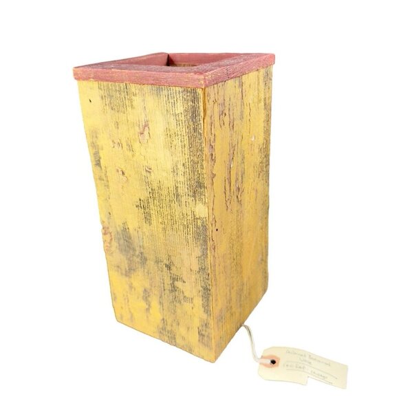 Eric Erf Primitive Barn Wood Vase Vessel Vintage Decor Hand Made Reclaimed VTG - Picture 1 of 15
